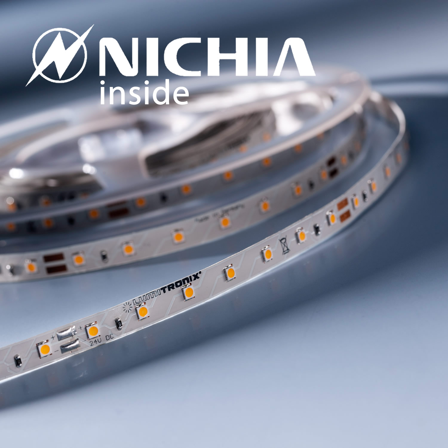 LumiFlex 35 Nichia Tira LED branca quente 2700K 1220lm 24V 70 LED/m preço para 50cm (1220lm/m 9.6W/m)
