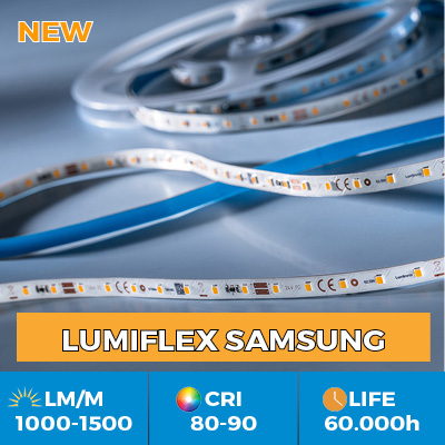 Tiras de LED profissionais Samsung com CRI 80 ou 90 até 1500 lm/m